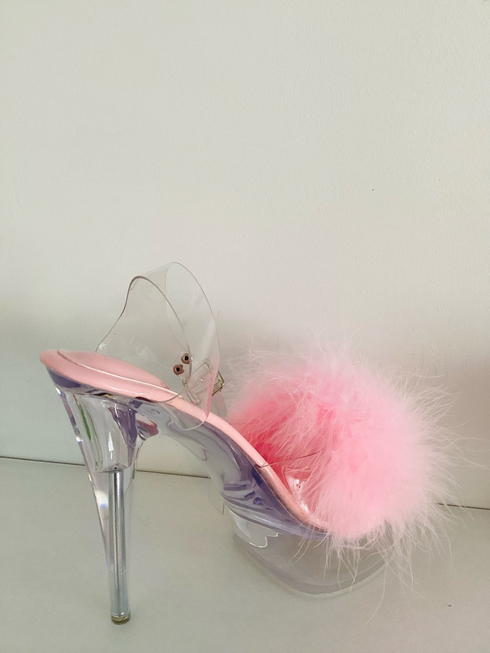 Pink Stiletto Heels Marabou Feathers Platform Sexy